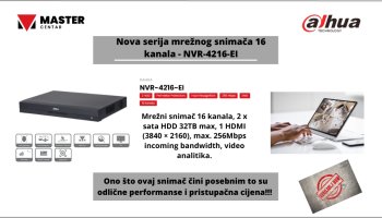 Nova serija mrežnog snimača 16 kanala - NVR-4216-EI